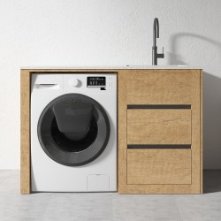 1300MM Light Oak Laundry Tub-Plywood Cabinet&Marble Bench with Sink 1300MM Light Oak Laundry Tub-Plywood Cabinet&Marble Bench with Sink